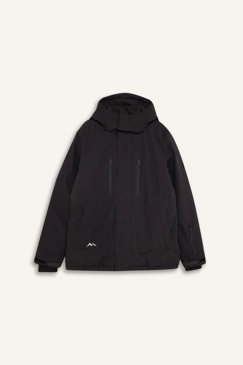 Мужчины Черный Куртка водоотталкивающая с капюшоном, DeFactoFit