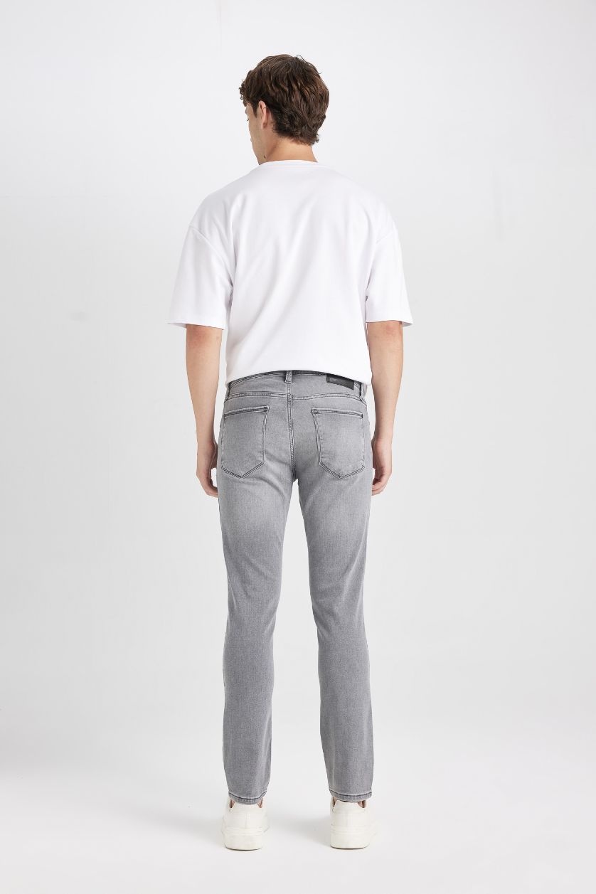 رجالي رمادي بنطلون جينز بيدرو سليم فيت برجل ضيق وخصر عادي