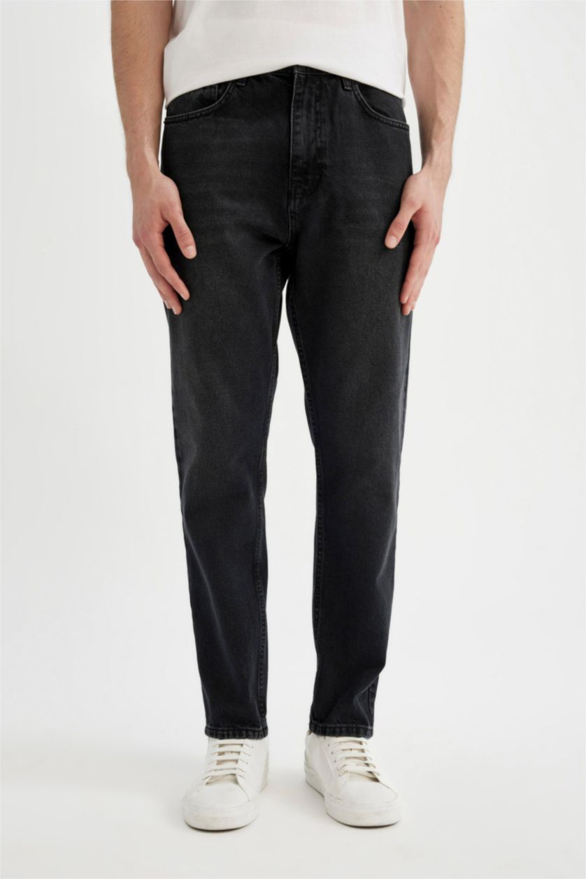HOMME Noir Pantalon Jean Coupe Slım Des Années 90 Ourlet étroit
