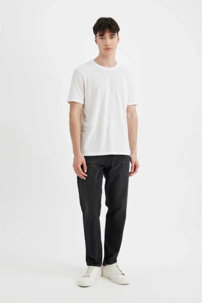 HOMME Noir Pantalon Jean Coupe Slım Des Années 90 Ourlet étroit