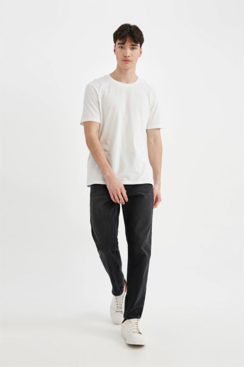 HOMME Noir Pantalon Jean Coupe Slım Des Années 90 Ourlet étroit