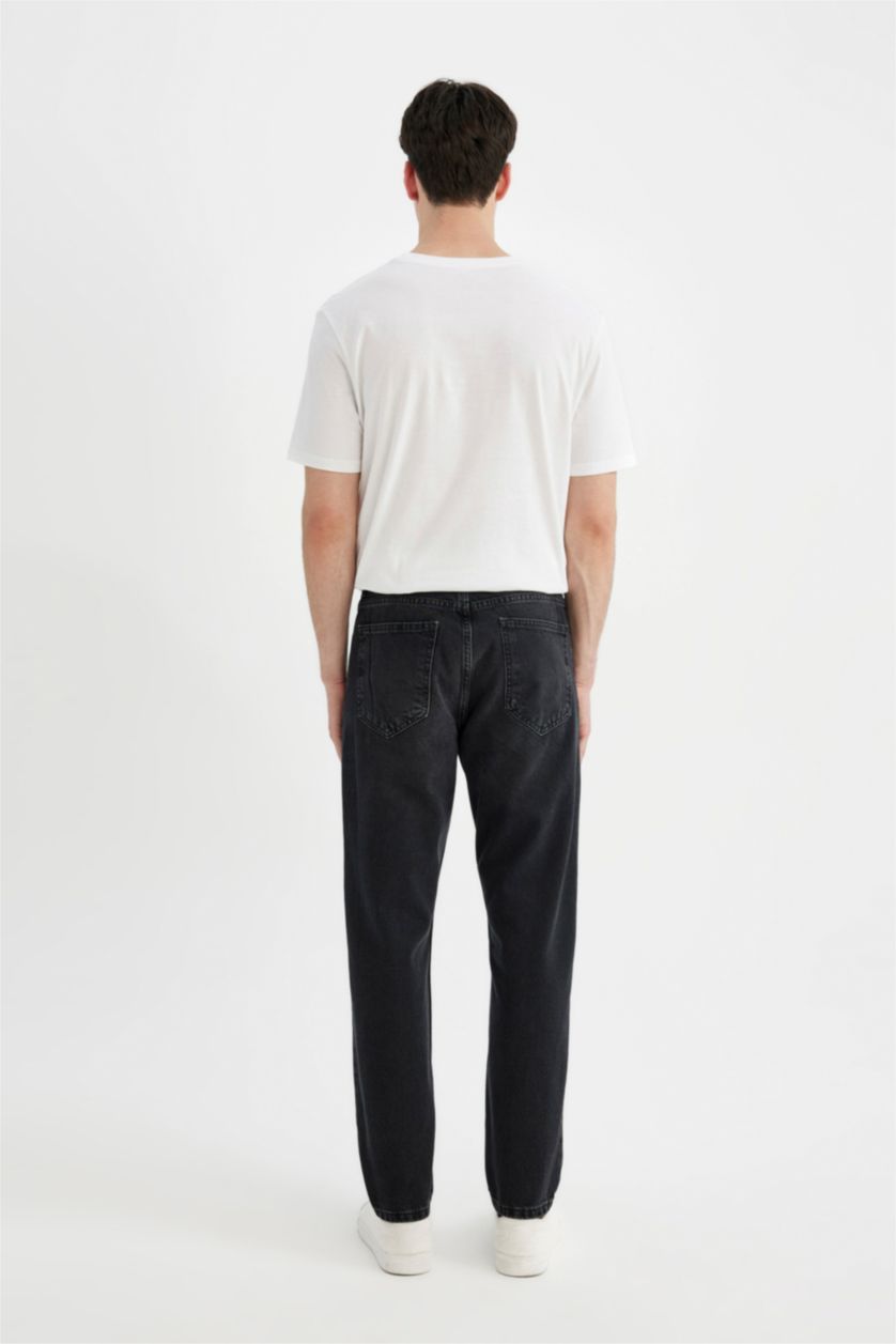 HOMME Noir Pantalon Jean Coupe Slım Des Années 90 Ourlet étroit