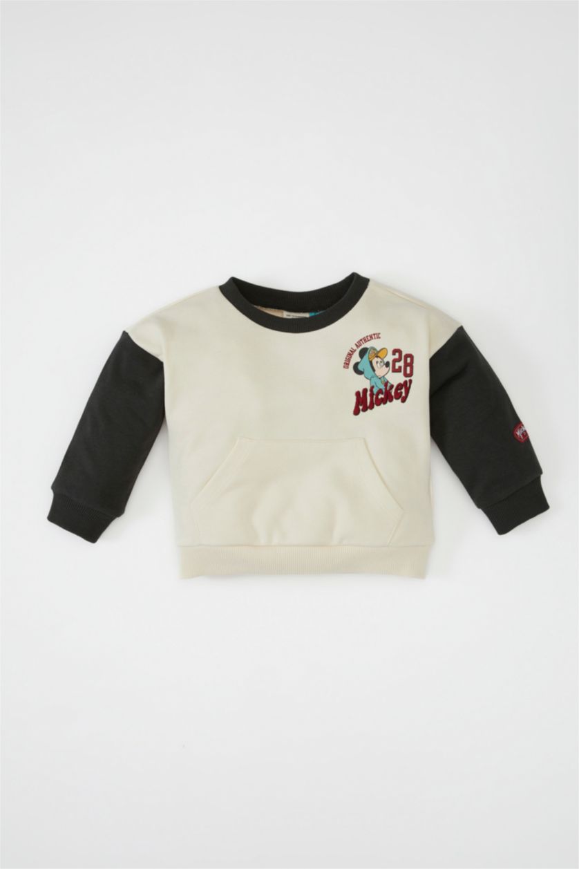 Erkek Bebek Açık Taş Erkek Bebek Disney Mickey & Minnie Bisiklet Yaka Sweatshirt
