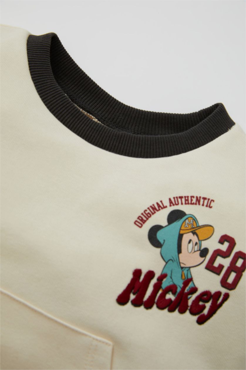 Erkek Bebek Açık Taş Erkek Bebek Disney Mickey & Minnie Bisiklet Yaka Sweatshirt