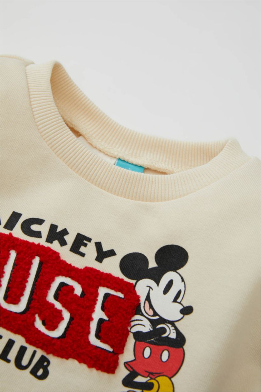 طفل صغير حجري فاتح طقم بيبي اولادي سويت شيرت وسويت بانتس قصة عادية من ديزني ميكي وميني - قطعتين
