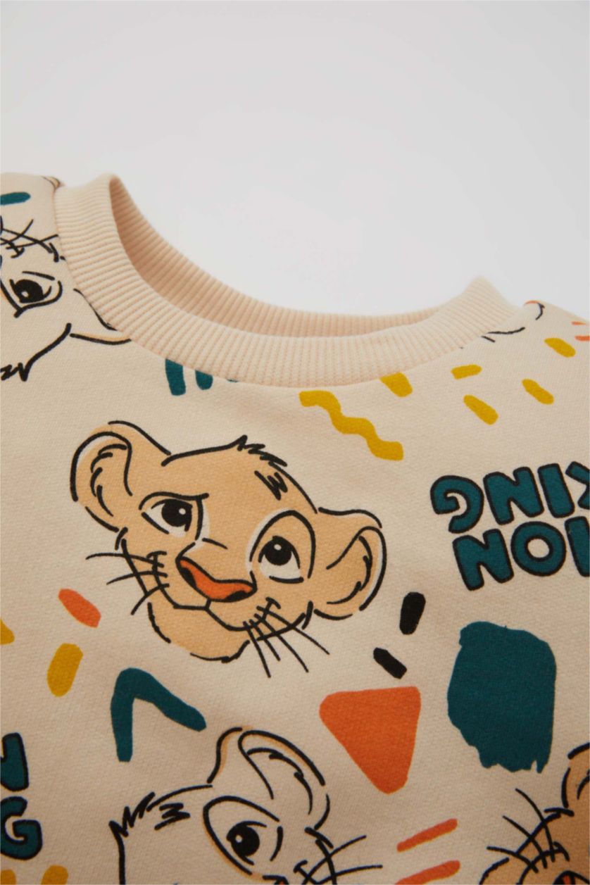 طفل صغير حجري فاتح طقم بيبي اولادي سويت شيرت وسويت بانتس قصة عادية من ليون كنج - قطعتين