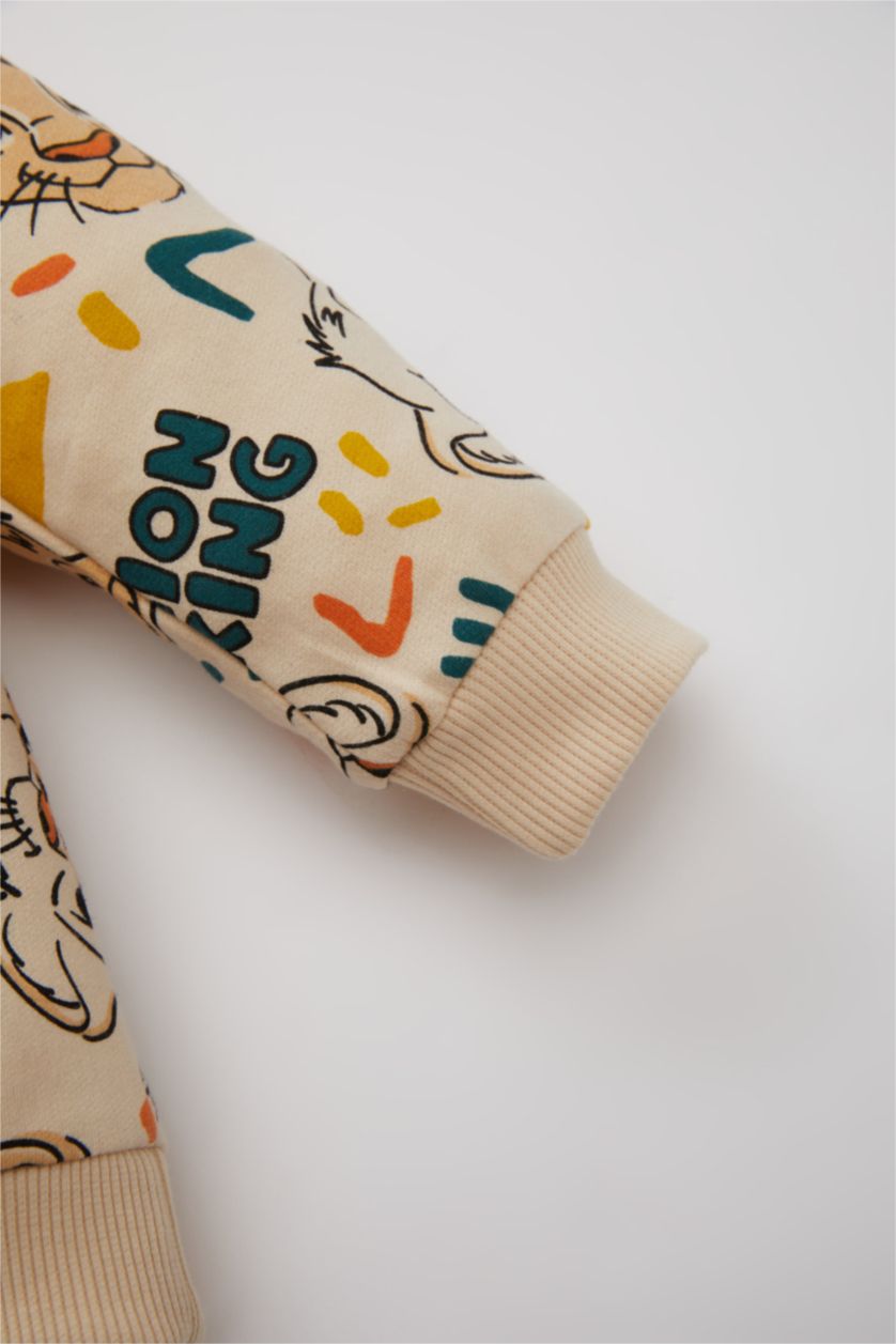 طفل صغير حجري فاتح طقم بيبي اولادي سويت شيرت وسويت بانتس قصة عادية من ليون كنج - قطعتين