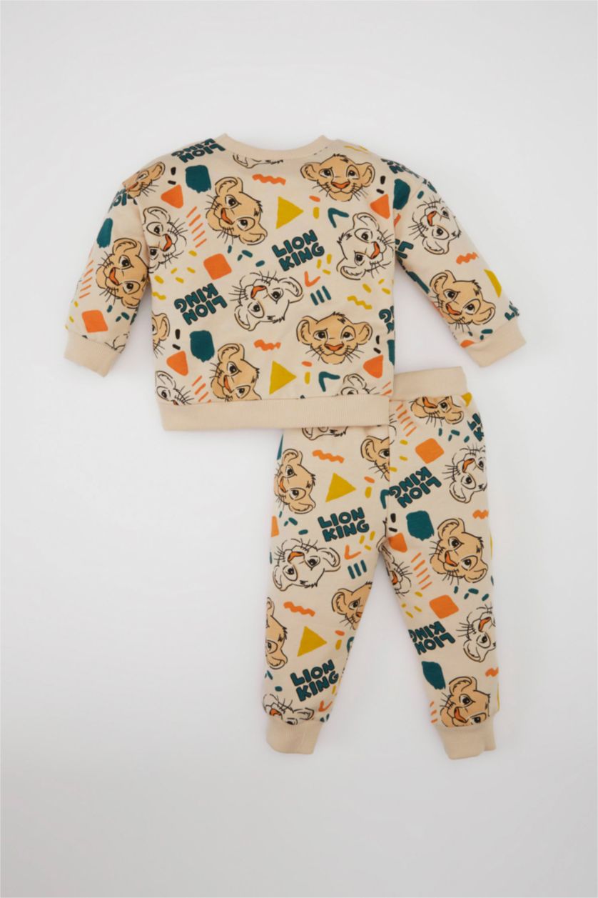 طفل صغير حجري فاتح طقم بيبي اولادي سويت شيرت وسويت بانتس قصة عادية من ليون كنج - قطعتين