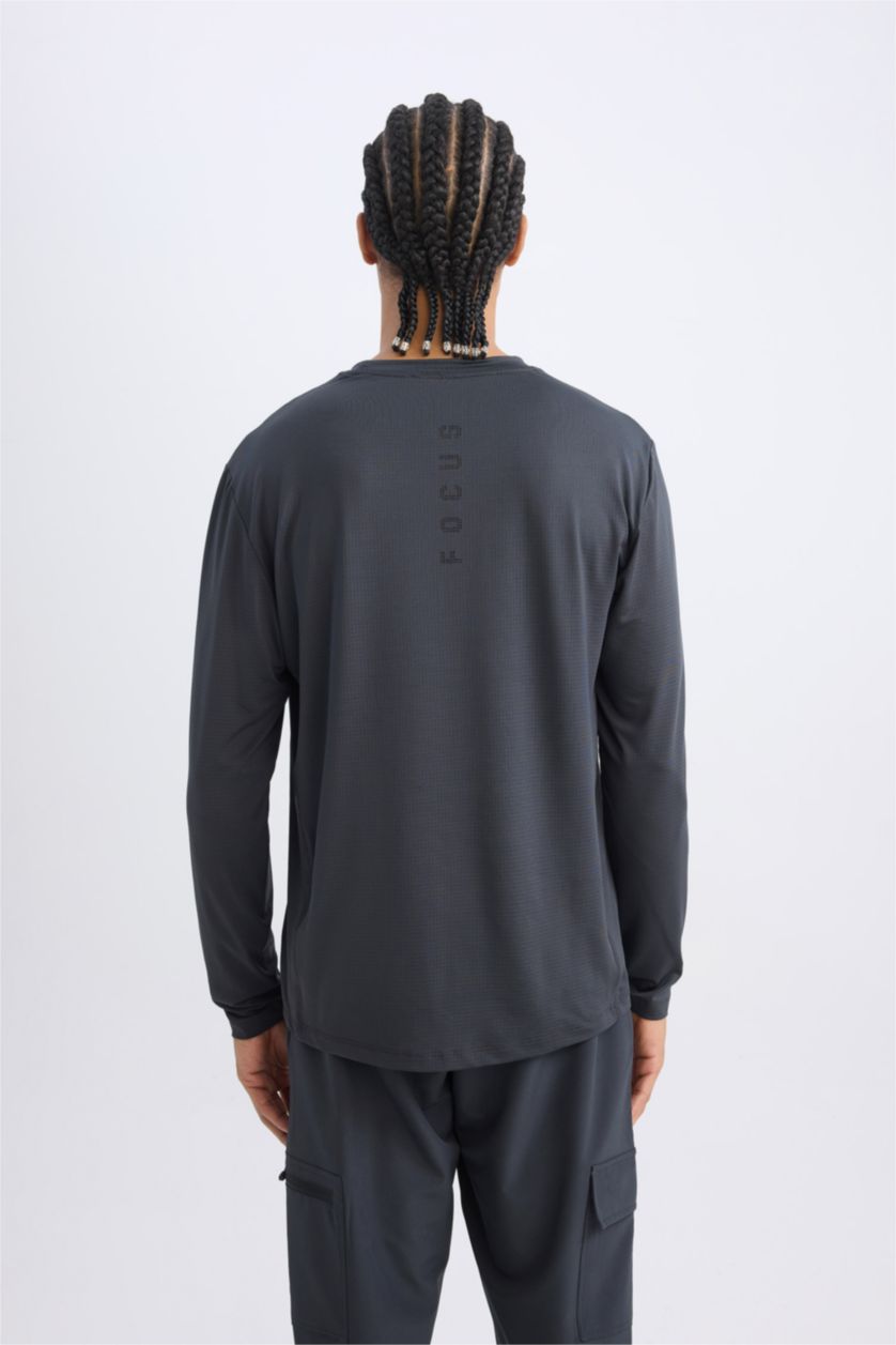 MAN Anthracite DeFactoFit Standard Fit Long Sleeve Basic T-Shirt