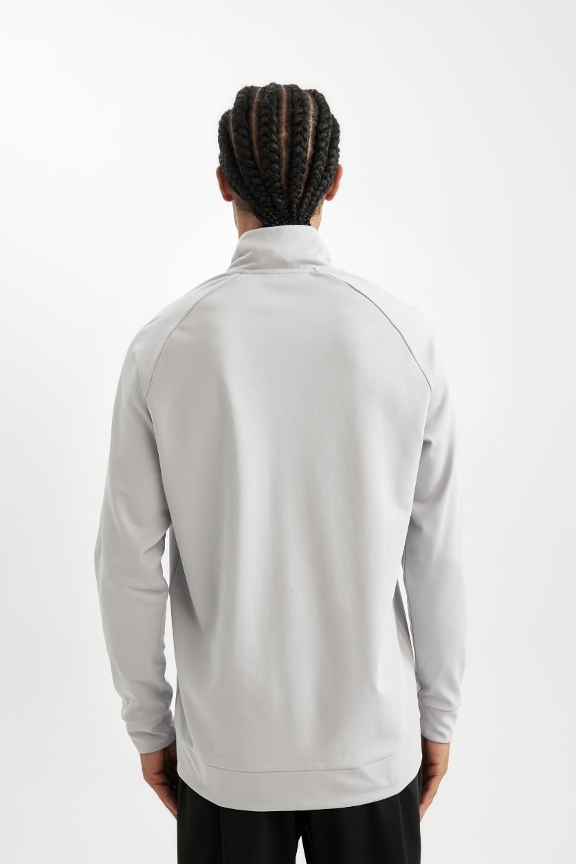 Ерлер Ашық сұр стандарт пішім биік жаға скуба Кардиган