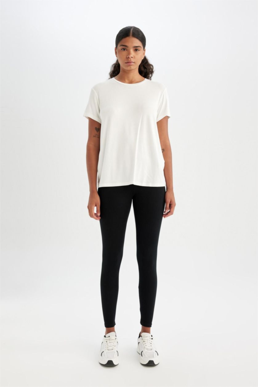 WOMAN Ecru DeFactoFit Standard Fit Sports T-Shirt