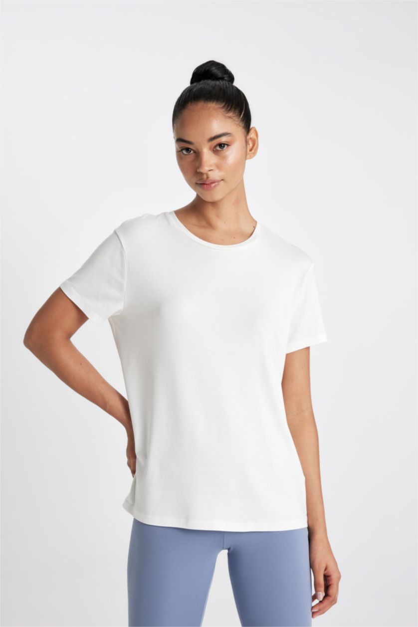 WOMAN Ecru Standard Fit Short Sleeve T-Shirt