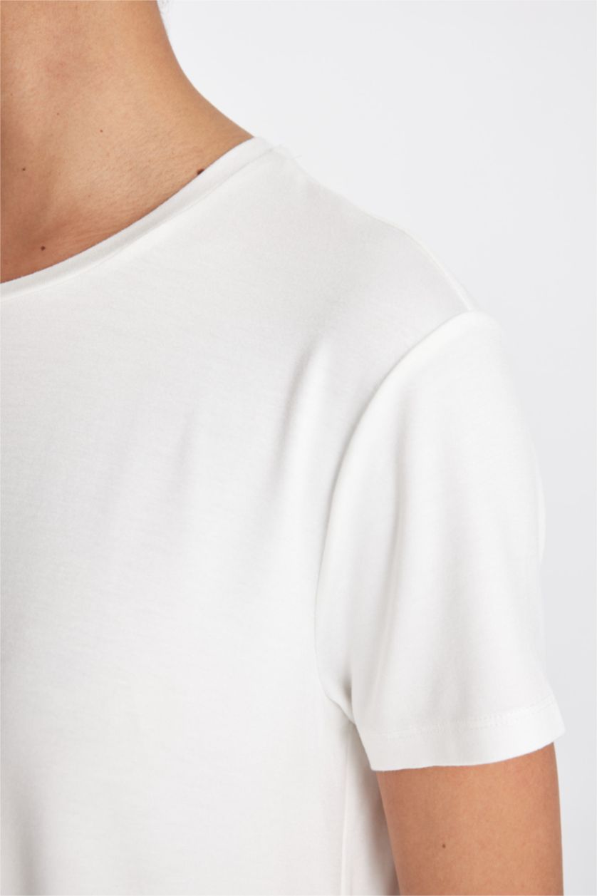 WOMAN Ecru Standard Fit Short Sleeve T-Shirt