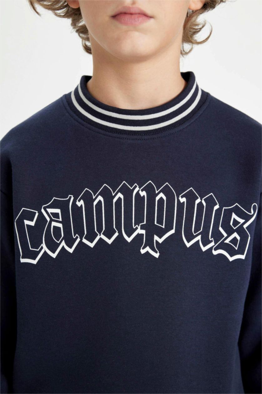 GARÇONS Marin Sweat-Shirt Oversize imprimé en tissu épais à col rond