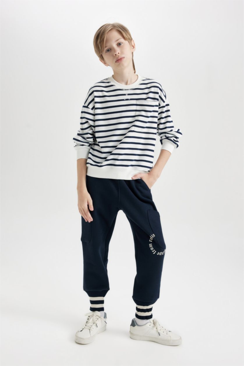BOYS & TEENS NAVY Boy Blue Regular Fit Elastic Waist Leg Printed Sweatpants