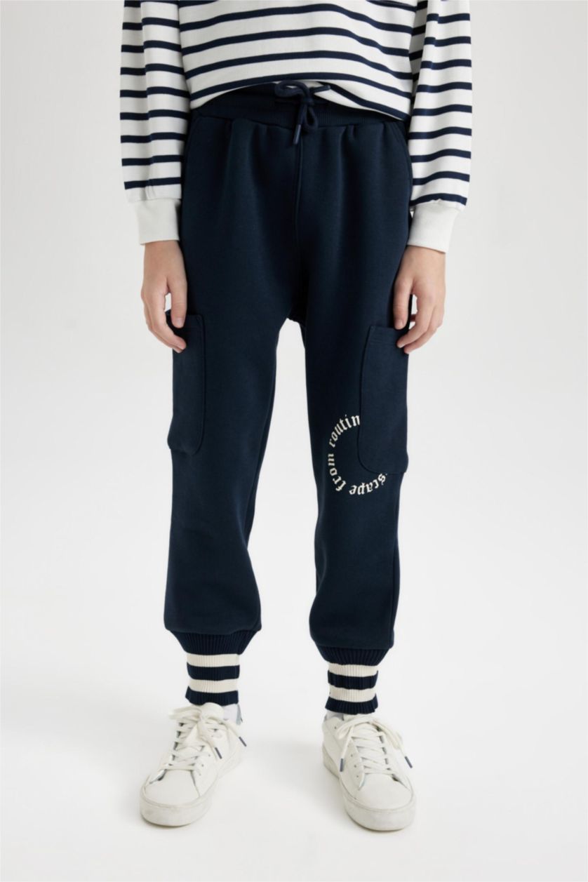 BOYS & TEENS NAVY Boy Blue Regular Fit Elastic Waist Leg Printed Sweatpants