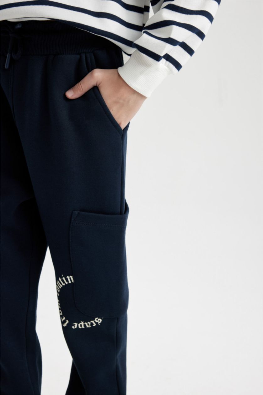 BOYS & TEENS NAVY Boy Blue Regular Fit Elastic Waist Leg Printed Sweatpants