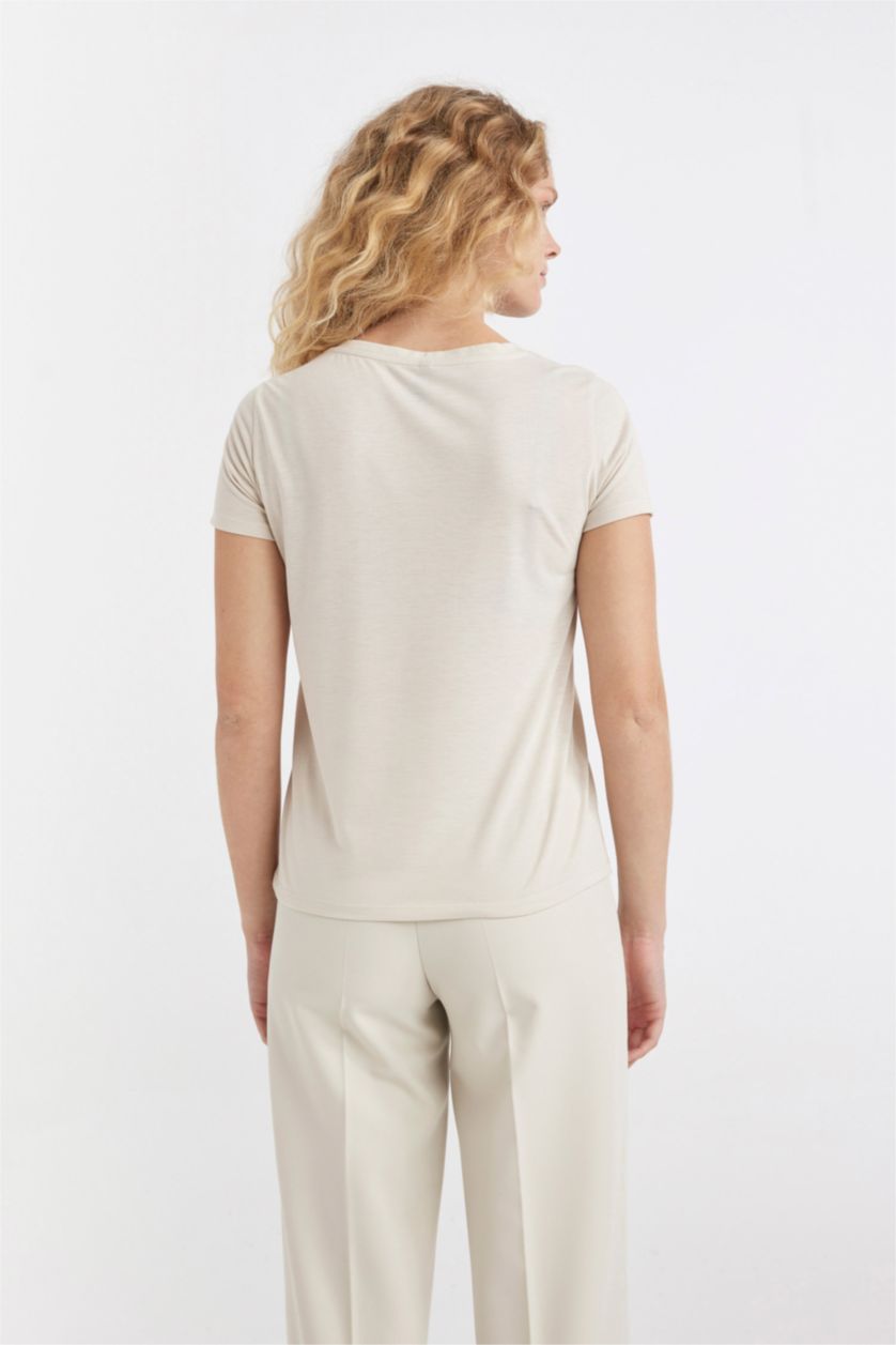 WOMAN Stone Regular Fit Crew Neck Printed T-Shirt