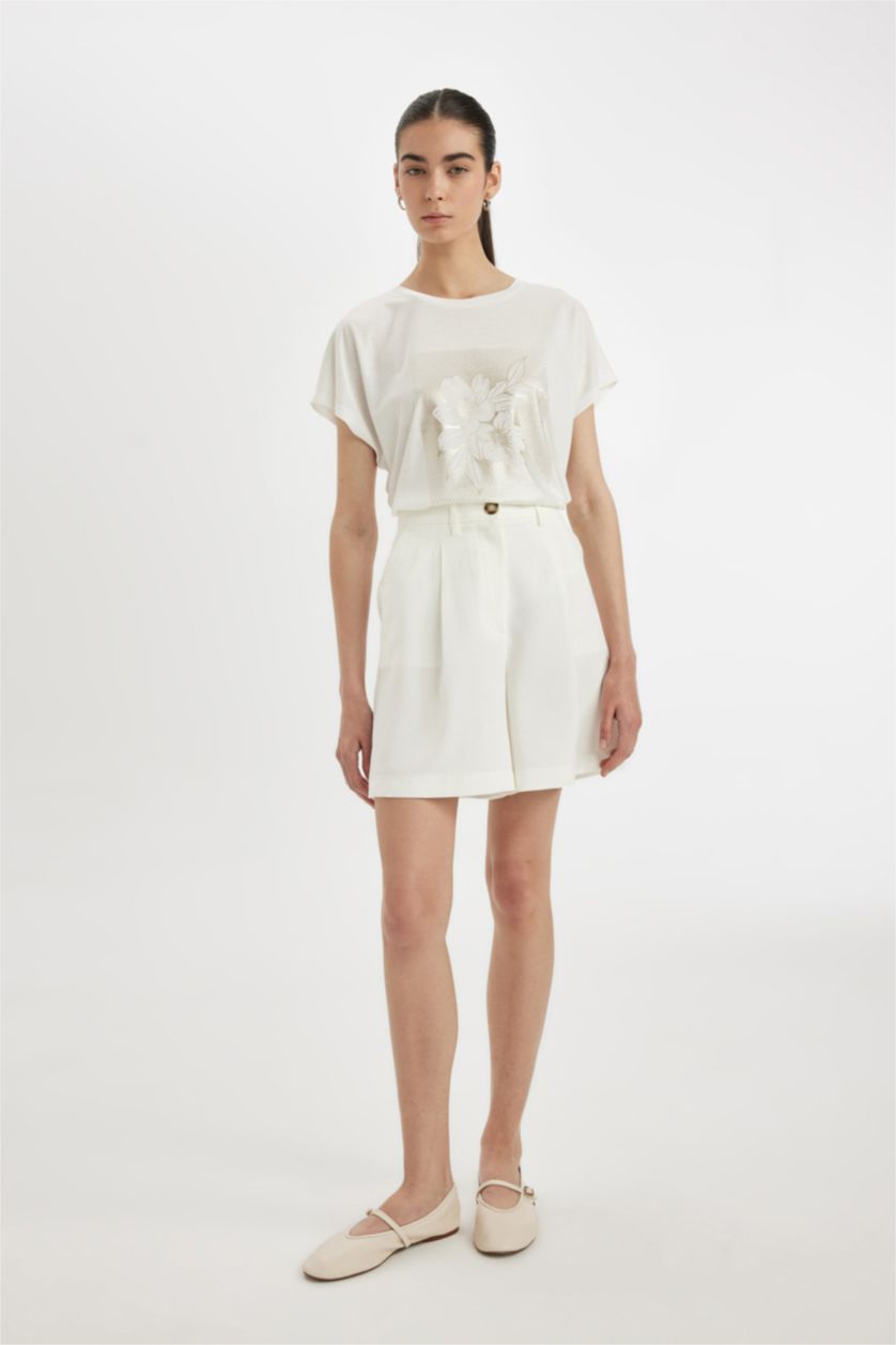 FEMME Écru T-shirt à manches courtes