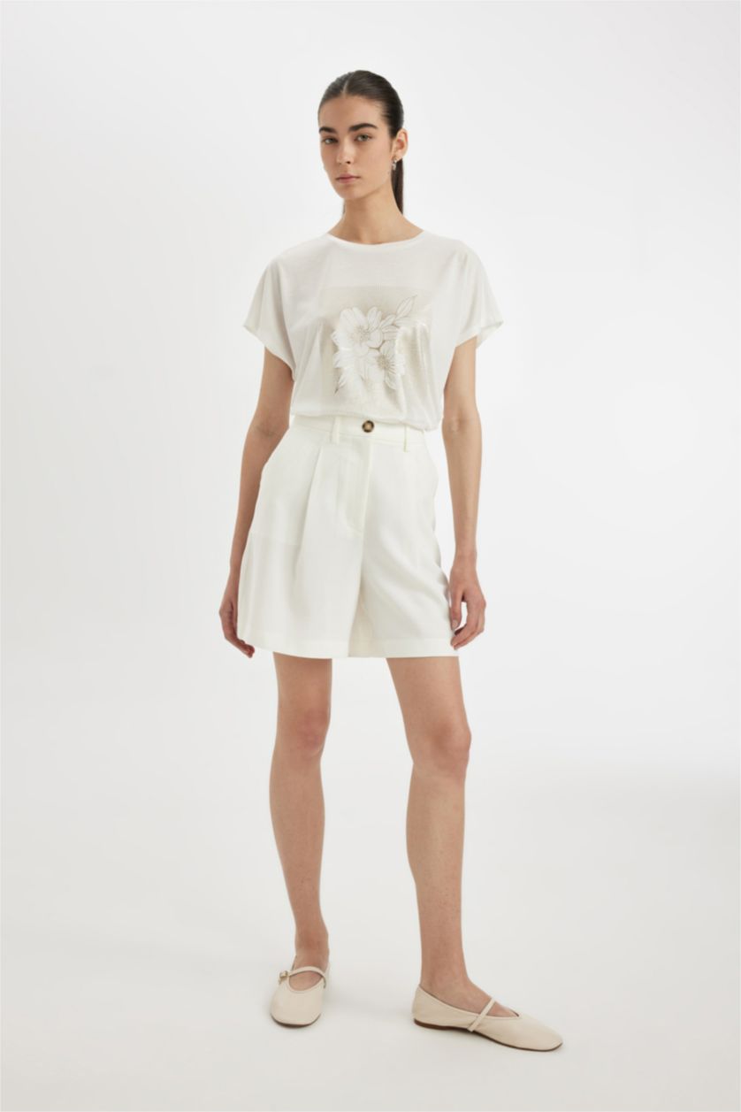 FEMME Écru T-shirt à manches courtes