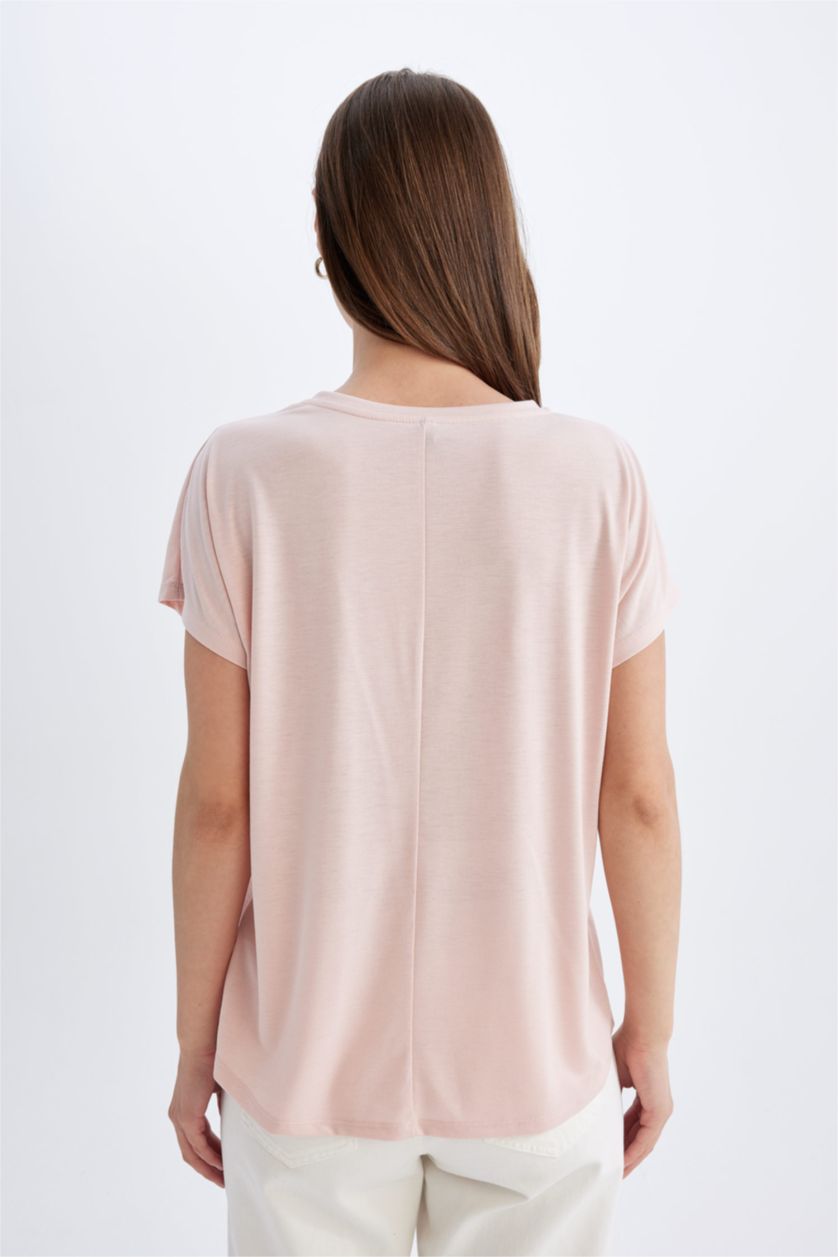 WOMAN Rose Crew Neck Floral Short Sleeve T-Shirt