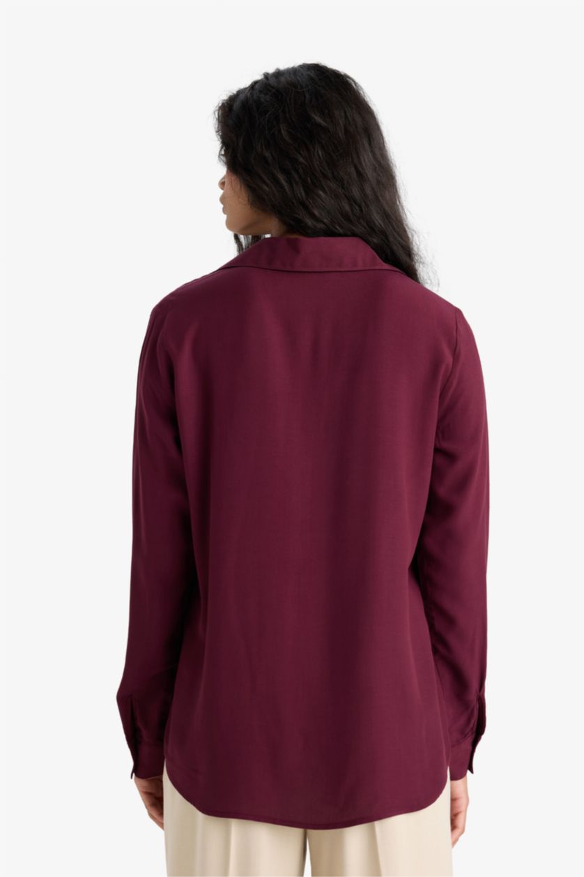 WOMAN Bordeaux Regular Fit Shirt Collar Long Sleeve Shirt