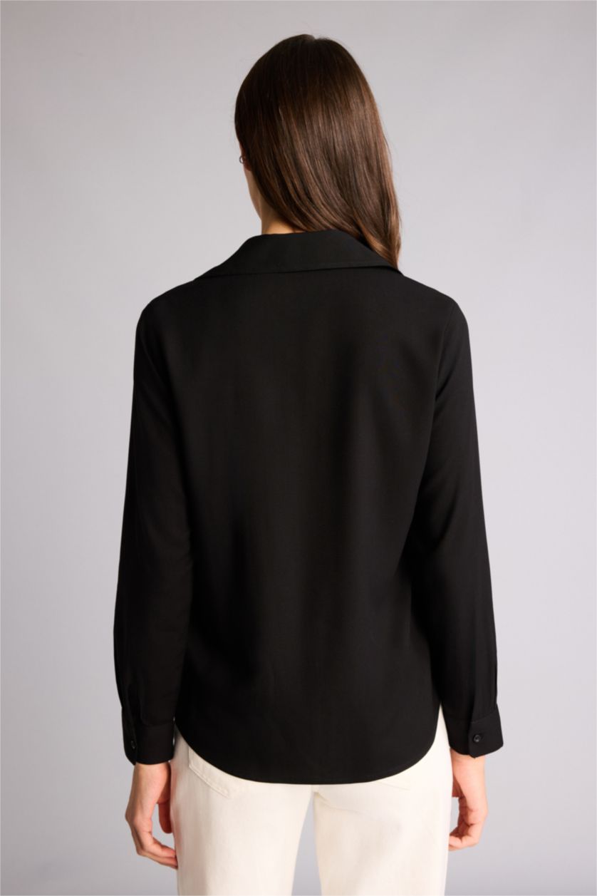 حريمي أسود قميص كم طويل اوفر سايز