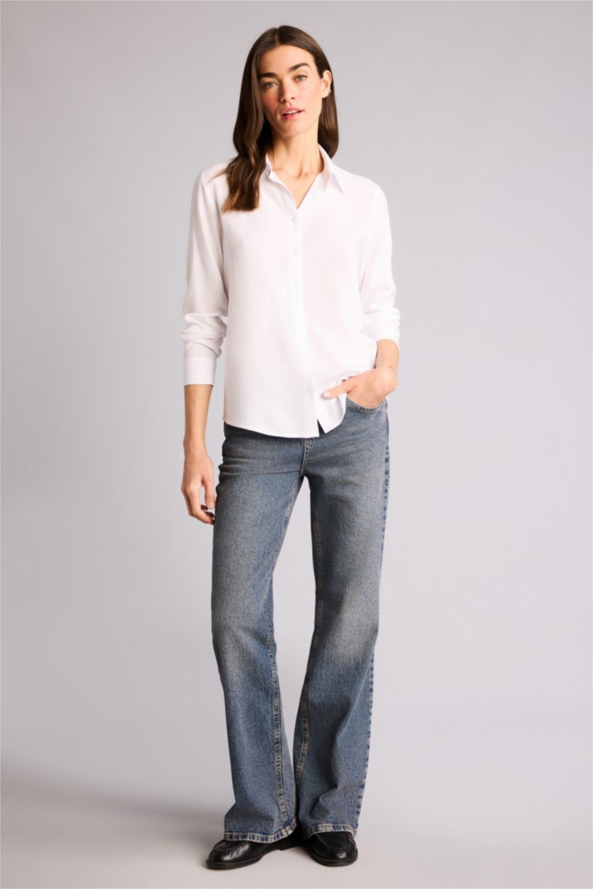 حريمي اوف وايت قميص كم طويل اوفر سايز