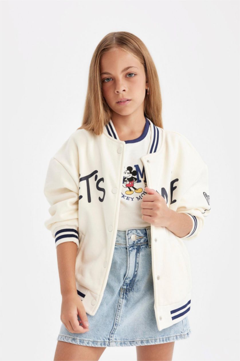 Девочки и подростки Бежевый Бомбер с принтом для девочек