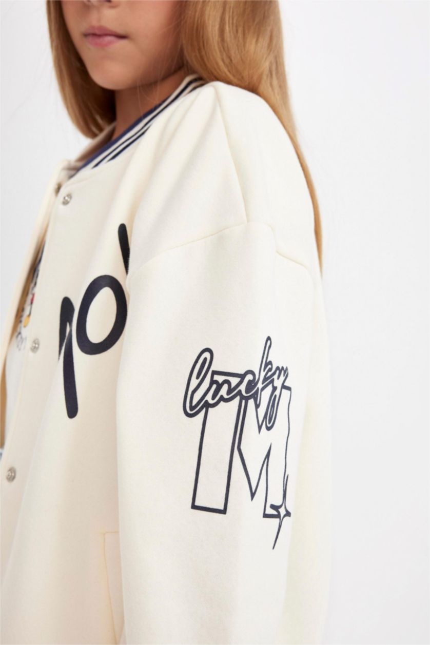 Девочки и подростки Бежевый Бомбер с принтом для девочек