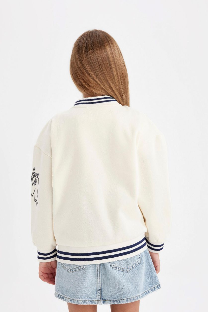 Девочки и подростки Бежевый Бомбер с принтом для девочек