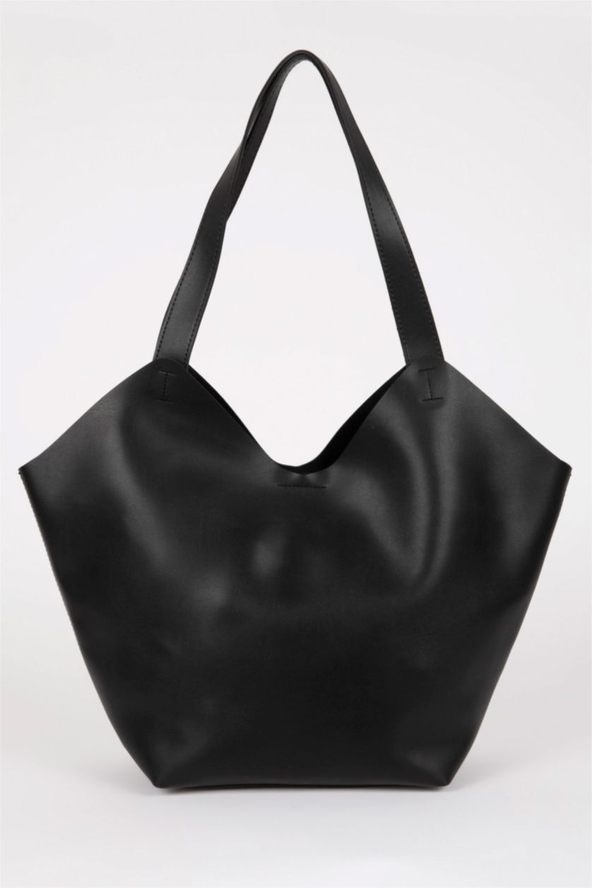 FEMME Noir Sac Baguette Basique en Faux Cuir pour Femme