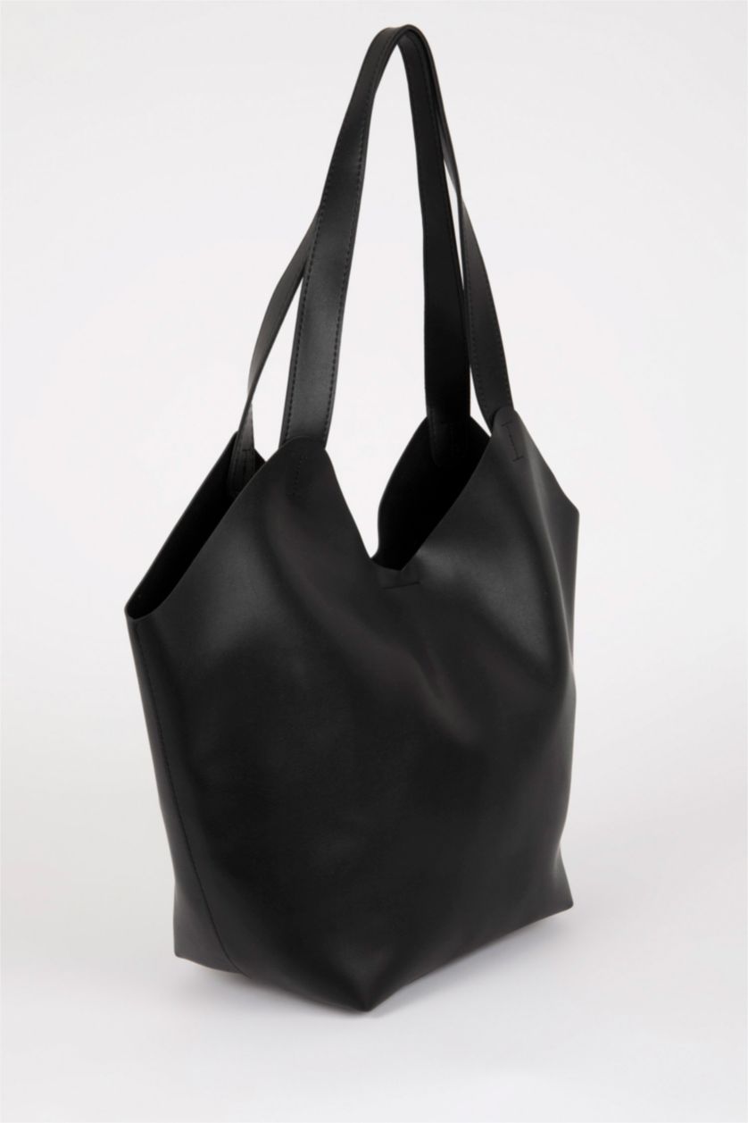 FEMME Noir Sac Baguette Basique en Faux Cuir pour Femme