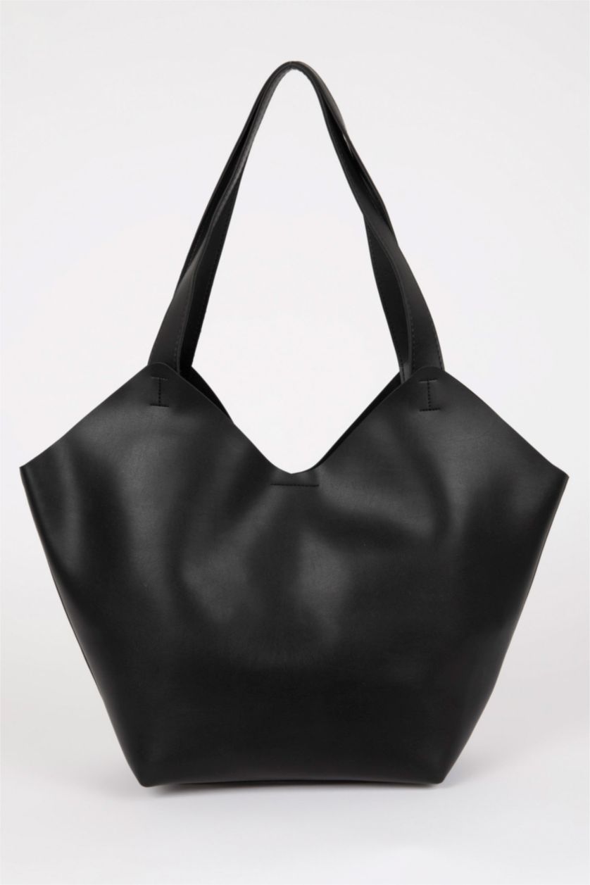 FEMME Noir Sac Baguette Basique en Faux Cuir pour Femme