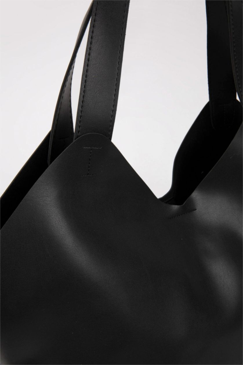 FEMME Noir Sac Baguette Basique en Faux Cuir pour Femme