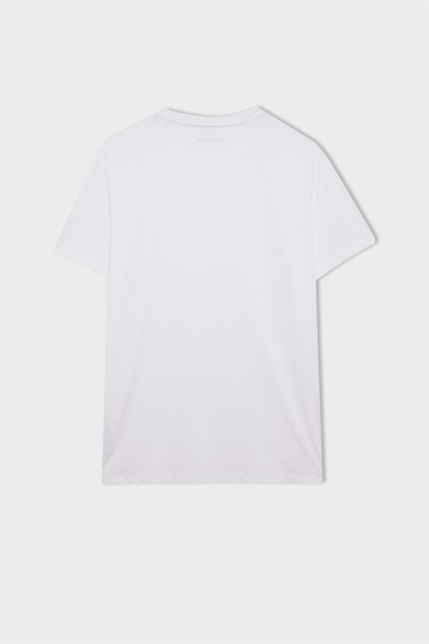 MAN White DeFactoFit Standard Fit Crew Neck Printed Sports T-Shirt
