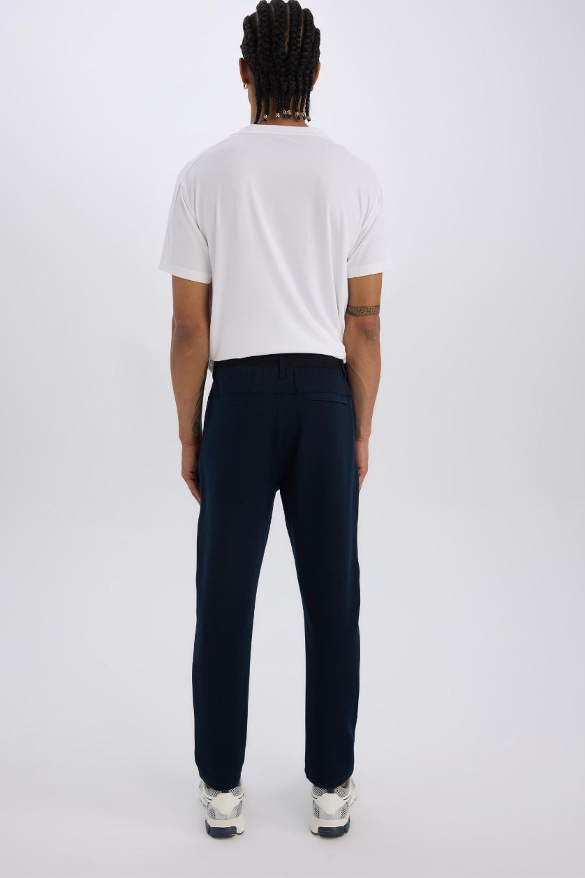 Erkek Lacivert Sporcu Jogger Eşofman Altı Slim Fit Dar Kesim Standart Paça Cepli Beli Lastikli