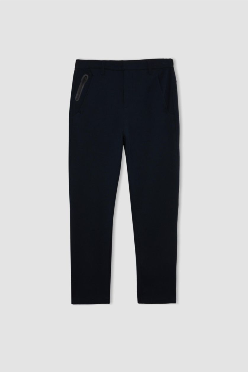 Erkek Lacivert Sporcu Jogger Eşofman Altı Slim Fit Dar Kesim Standart Paça Cepli Beli Lastikli