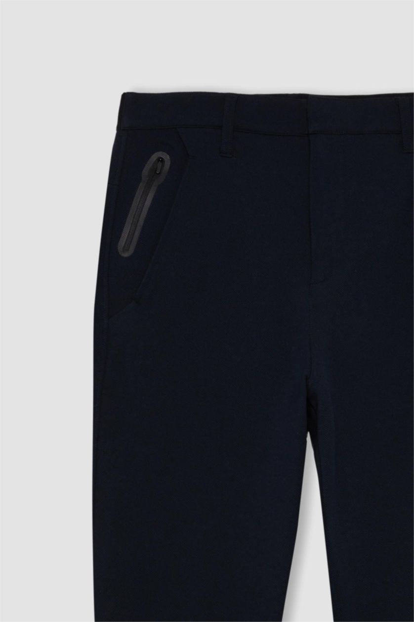 Erkek Lacivert Sporcu Jogger Eşofman Altı Slim Fit Dar Kesim Standart Paça Cepli Beli Lastikli