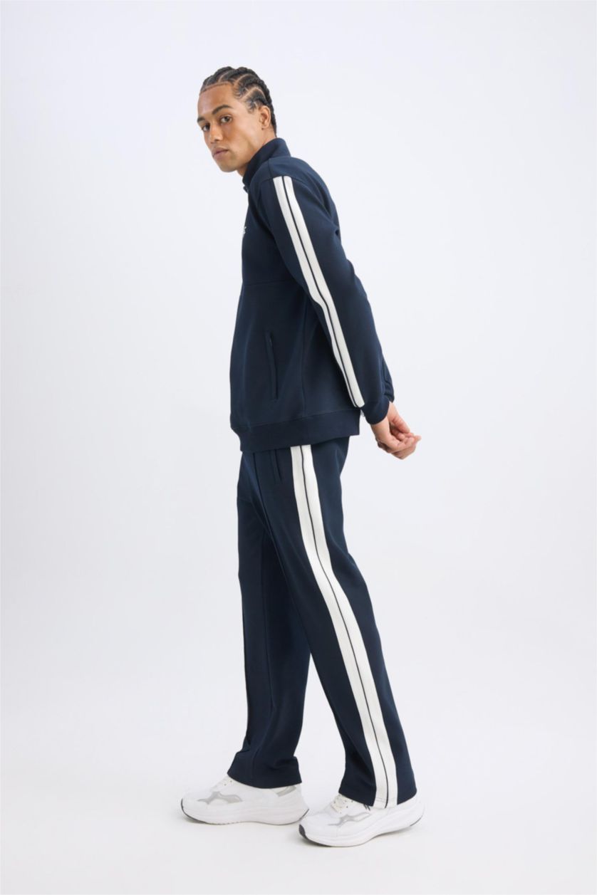 Erkek Lacivert Sporcu Jogger Eşofman Altı Standart Fit Standart Paça Beli Lastikli Cepli