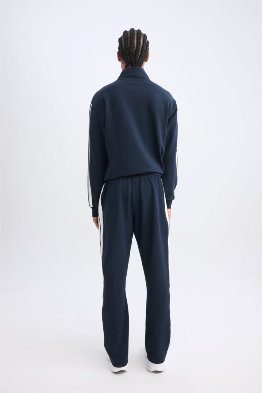 Erkek Lacivert Sporcu Jogger Eşofman Altı Standart Fit Standart Paça Beli Lastikli Cepli