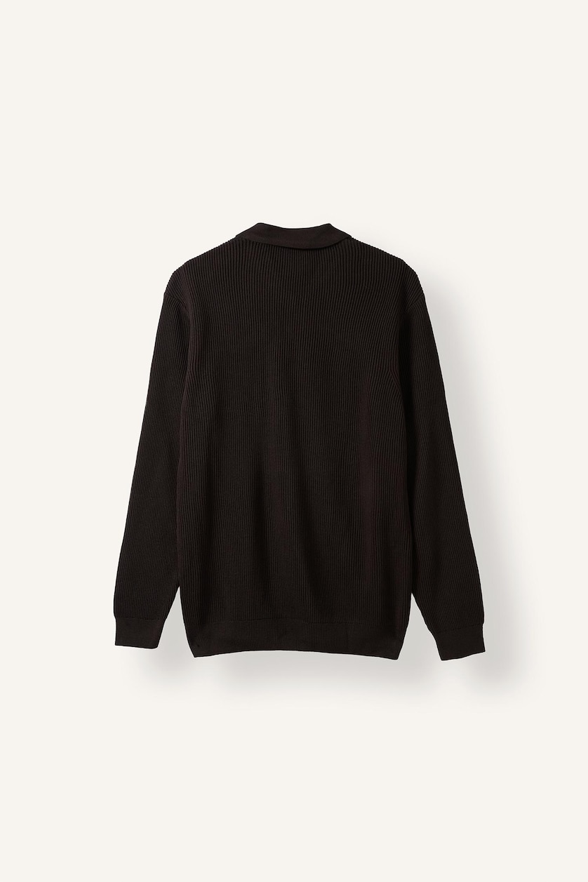 Erkek Koyu Kahve Polo Yaka Basic Kazak