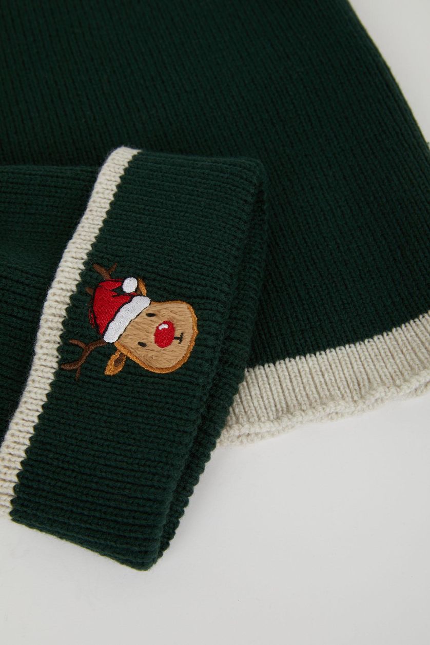 Мальчики и подростки Зеленый Шапка и шарф новогодние для мальчиков