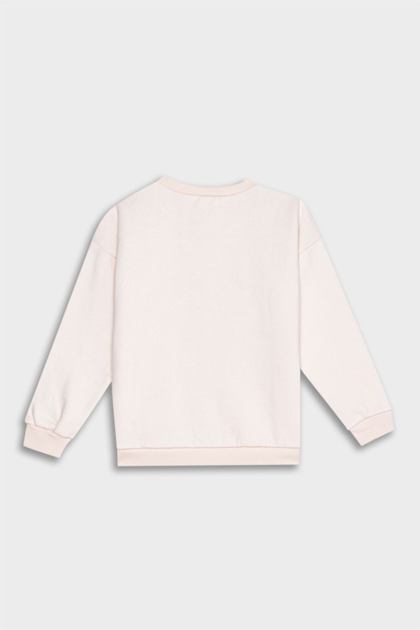 طفلة صغيرة اللون الرملي سويت شيرت بيبي بناتي بطبعة شعار قصة عادية