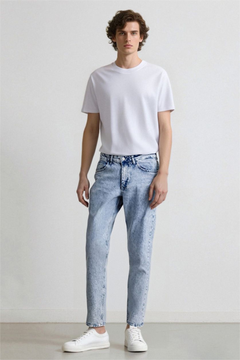 MAN Light Blue Slim Tapered Fit Skinny Leg Jeans