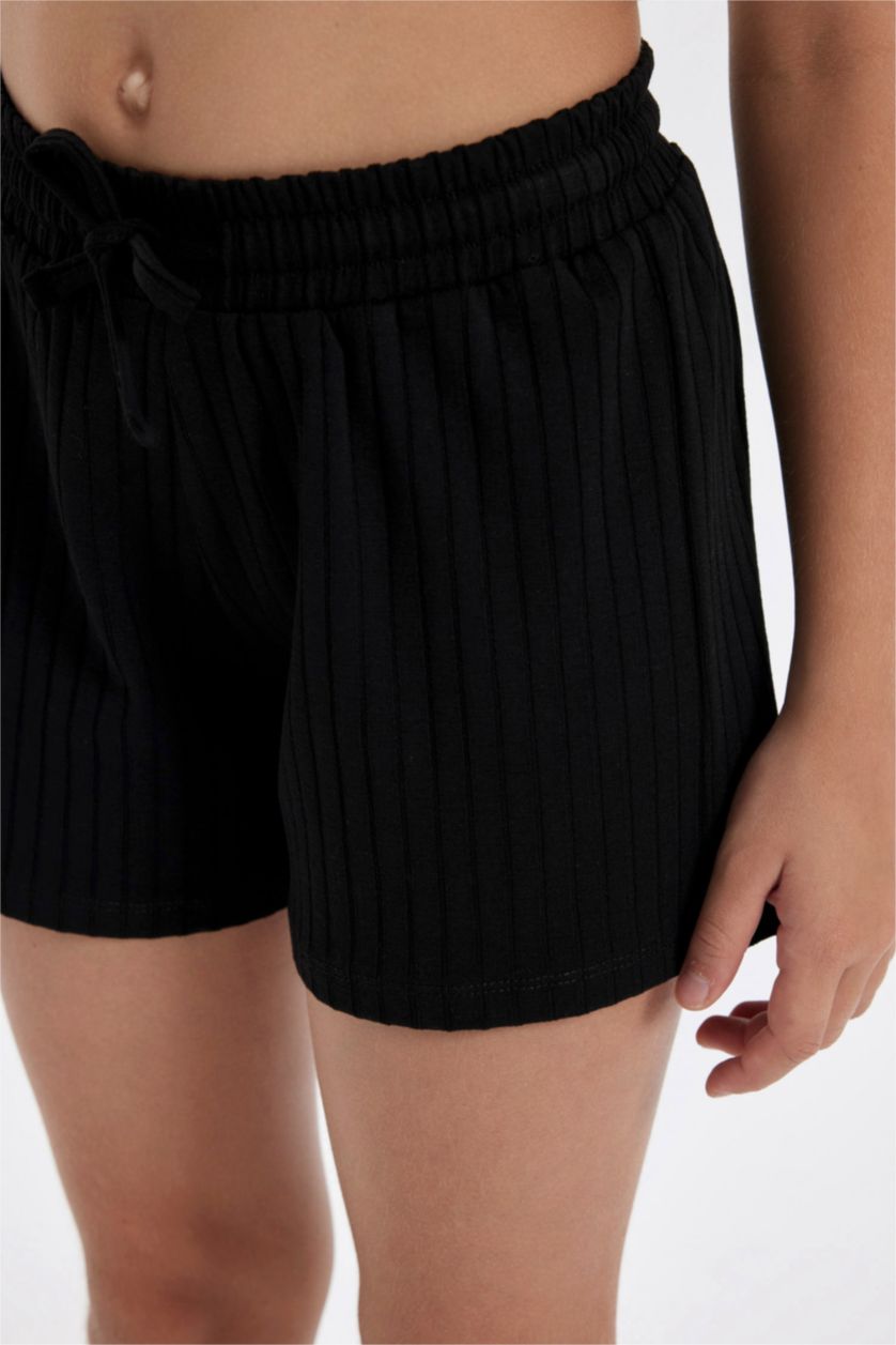 Kız Çocuk - Genç Kız Siyah Fitilli Kaşkorse Şort Kız Çocuk