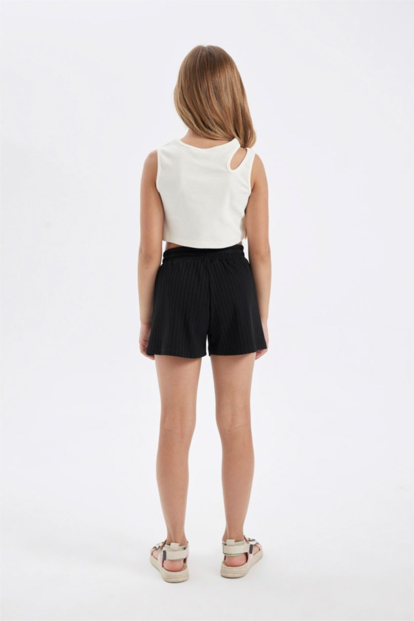 Kız Çocuk - Genç Kız Siyah Fitilli Kaşkorse Şort Kız Çocuk