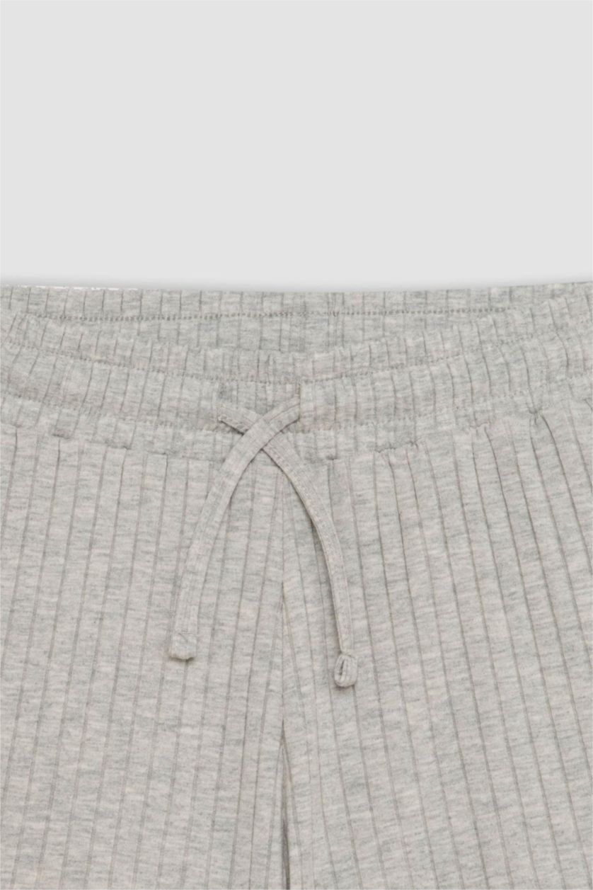 بنات ميلانج رمادي فاتح شورت بناتي قصير مضلع برباط