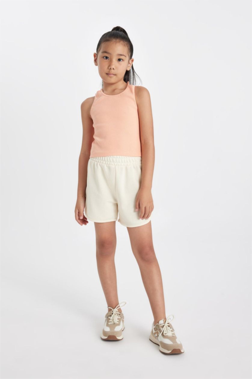 Kız Çocuk - Genç Kız Ekru Baskılı Şort Kız Çocuk