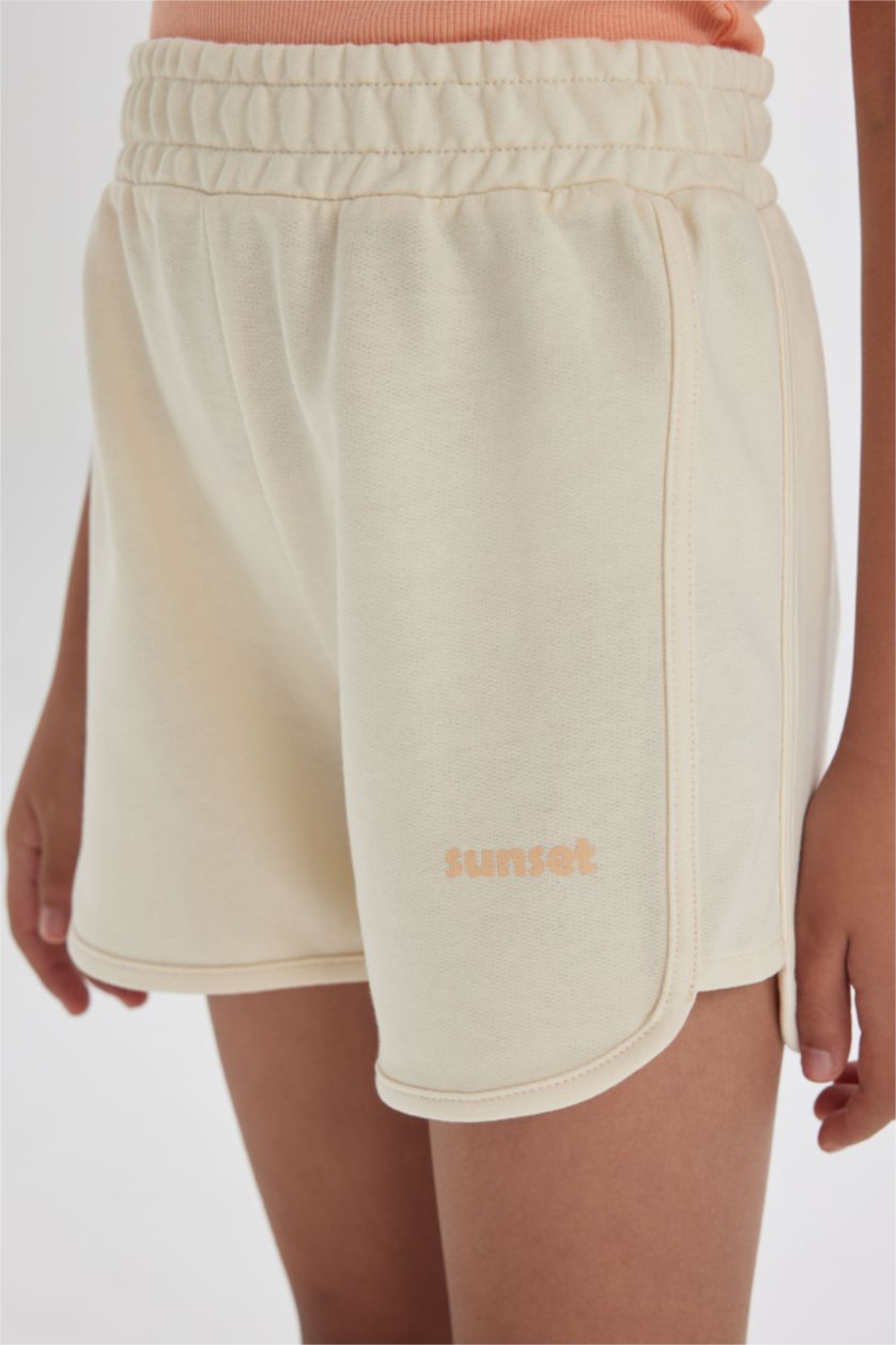 Kız Çocuk - Genç Kız Ekru Baskılı Şort Kız Çocuk